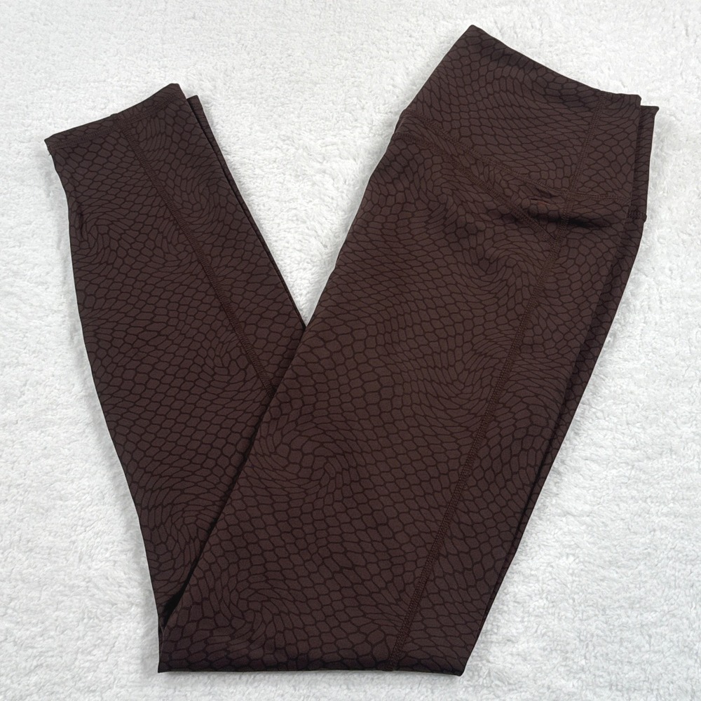 Fabletics Womens Medium‎ Brown Snake Print High Rise Compression Yoga Pants